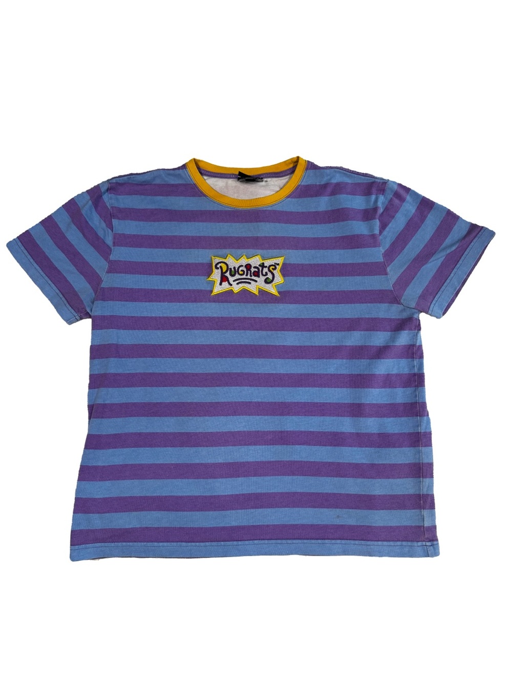 90s Aesthetic Rugrats Purple & Blue Striped Short Sleeve Tee